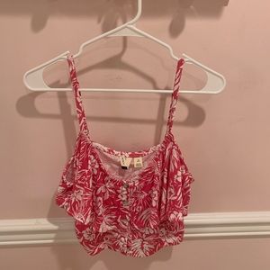 Roxy pink tropical crop top